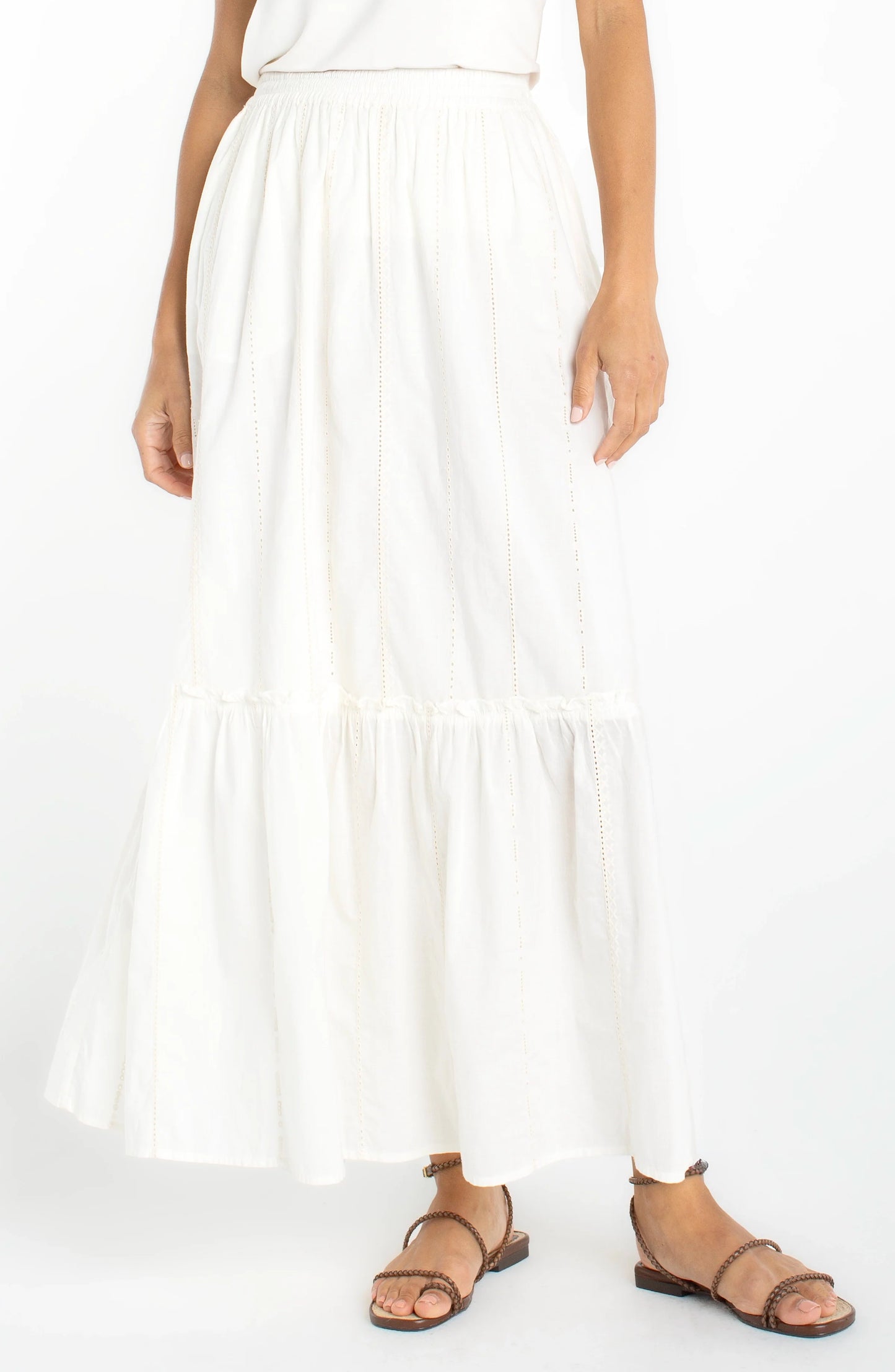Tiered Pull On Maxi Skirt