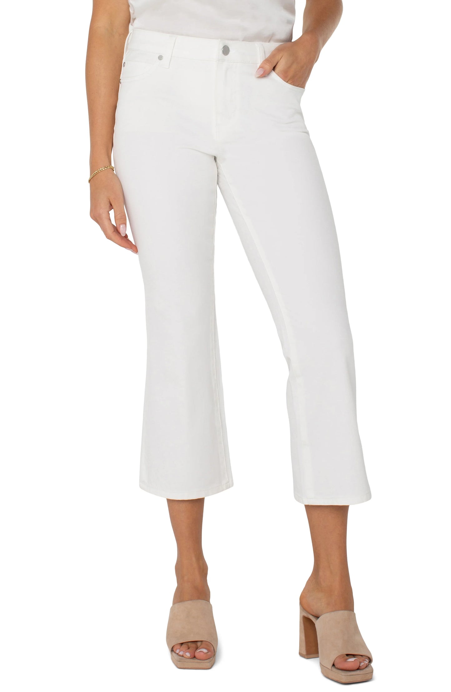 Hannah Cropped Flare- White