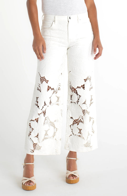 Stride Wide Leg with Floral Cutwork