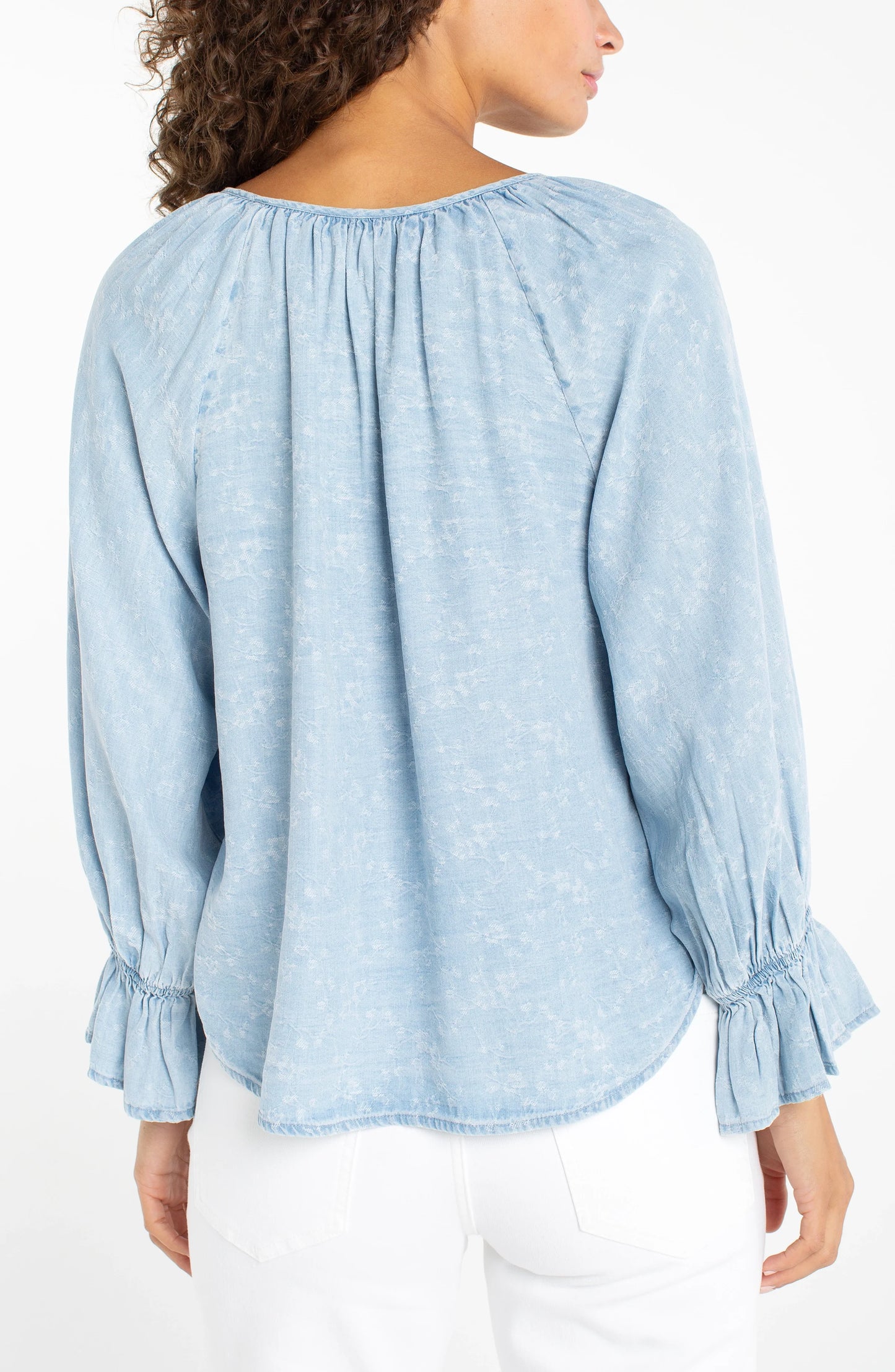 3/4 Sleeve Shirred Woven Top
