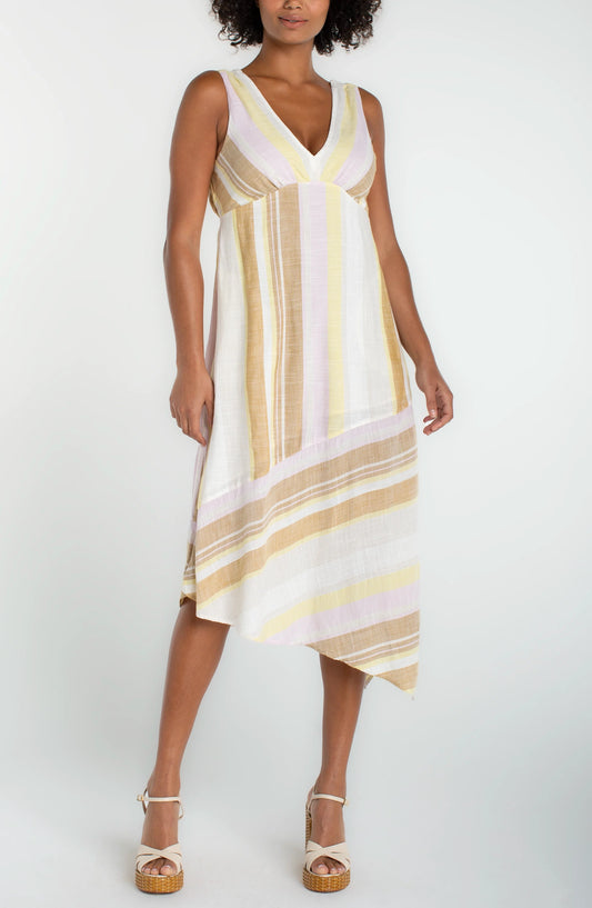 Sleeveless V-neck Handkerchief Dress