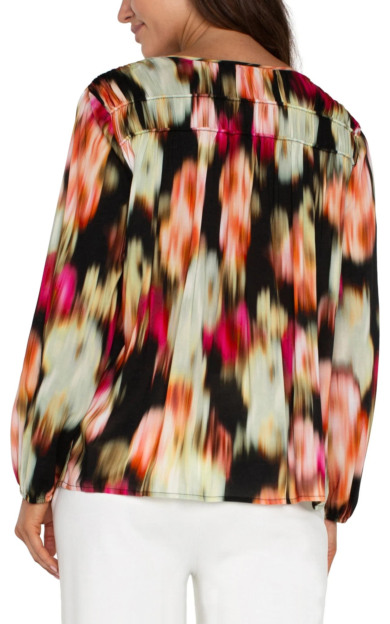 Vneck Woven Blouse W Shirring