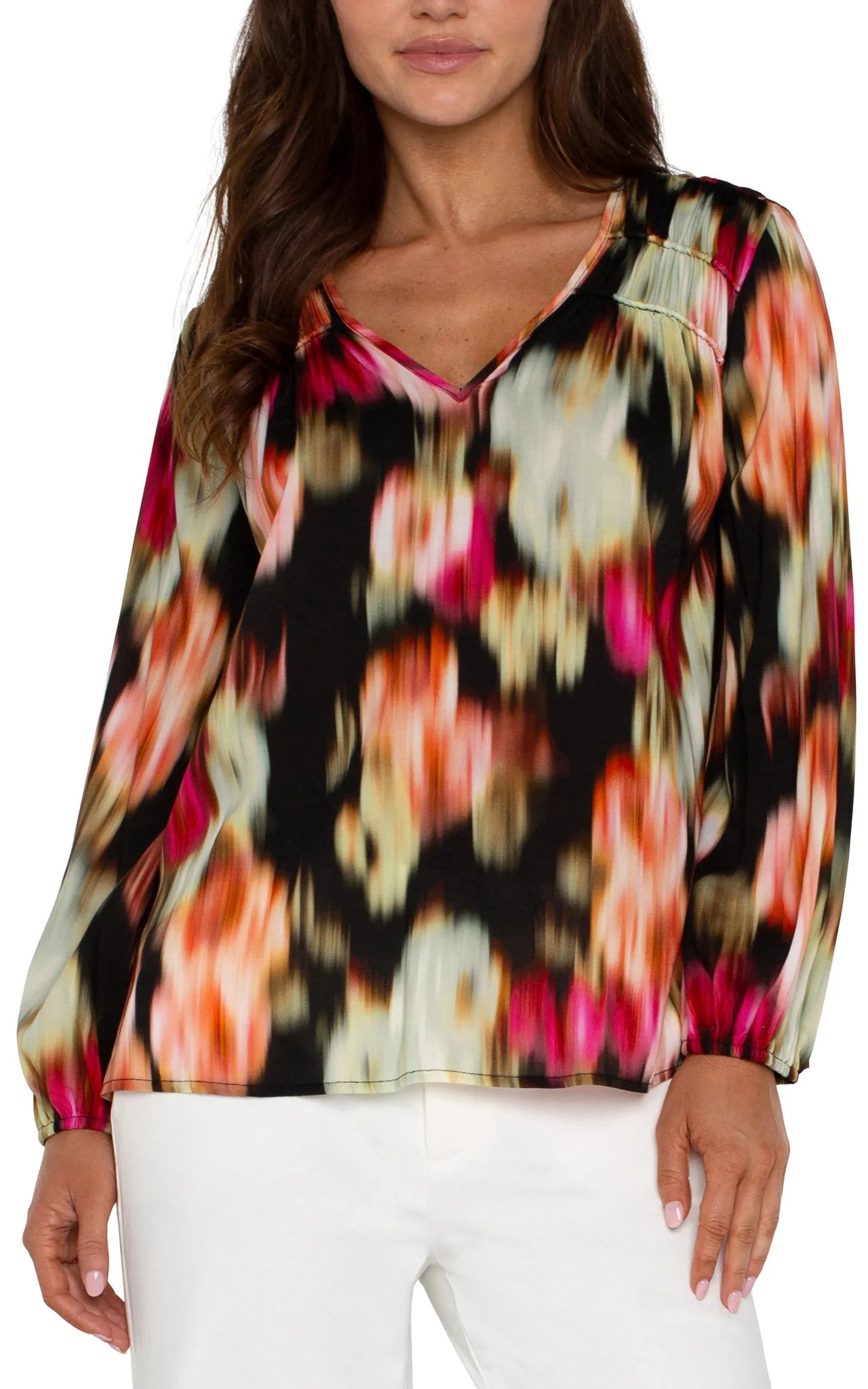 Vneck Woven Blouse W Shirring