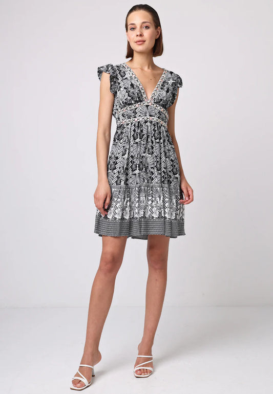 Boho Flutter Sleeve Mini Dress