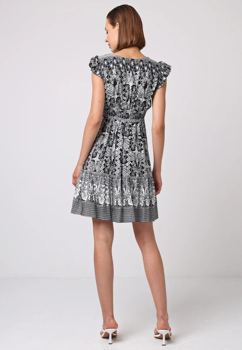 Boho Flutter Sleeve Mini Dress