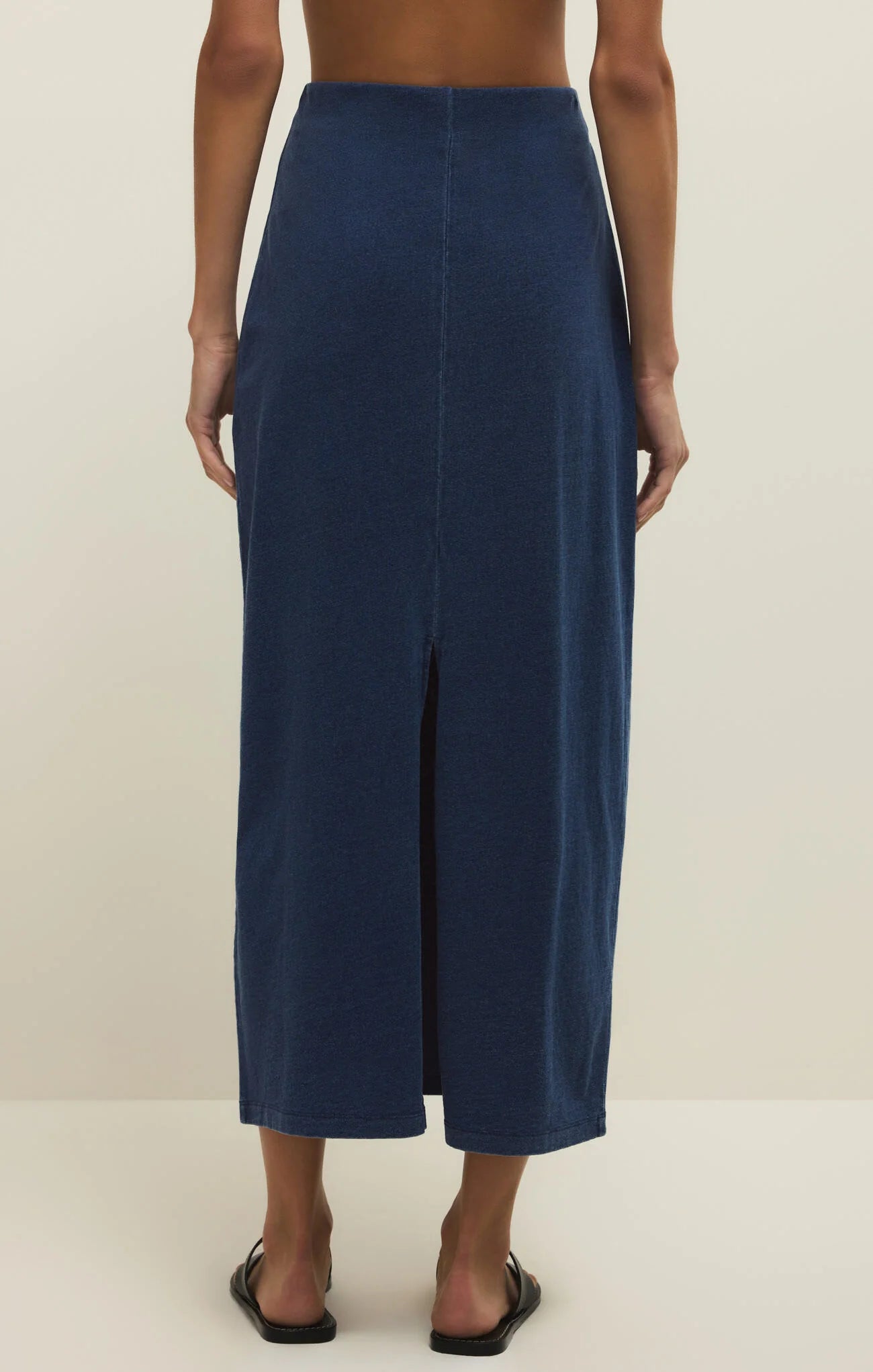 Gail Jersey Denim Midi Skirt- Indigo