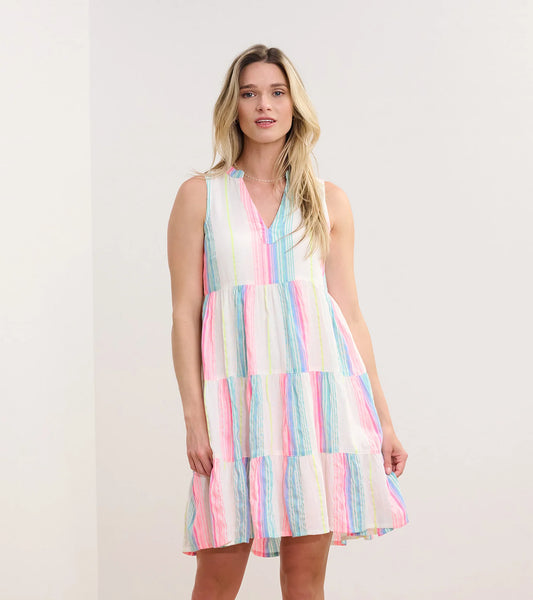 Savannah Dress - Neon Bright Stripes