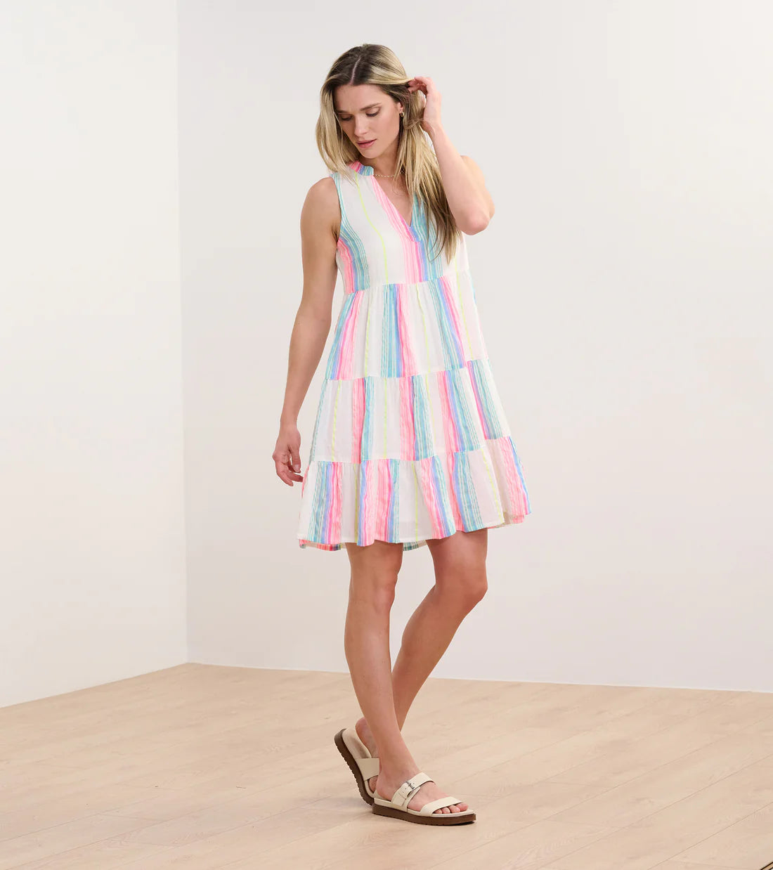 Savannah Dress - Neon Bright Stripes
