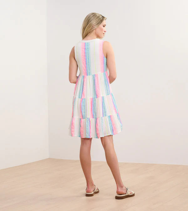 Savannah Dress - Neon Bright Stripes