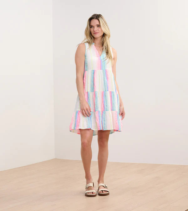 Savannah Dress - Neon Bright Stripes