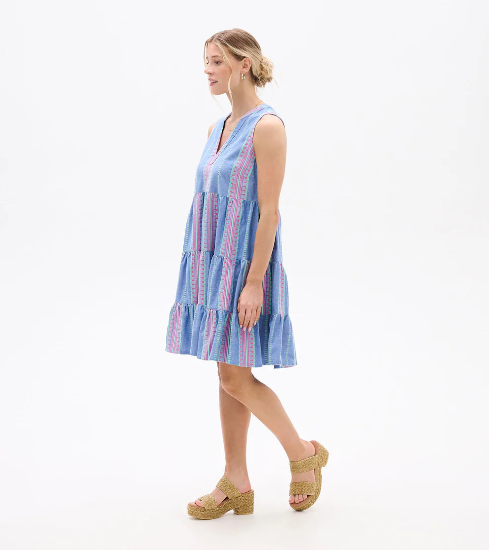 Savannah Dress - Chambray Stripes