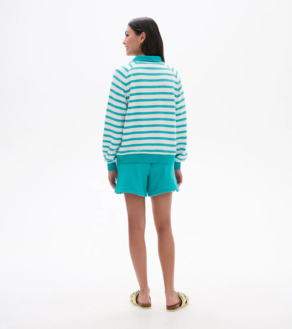 Mock Neck Pullover - Green Ceramic Stripes