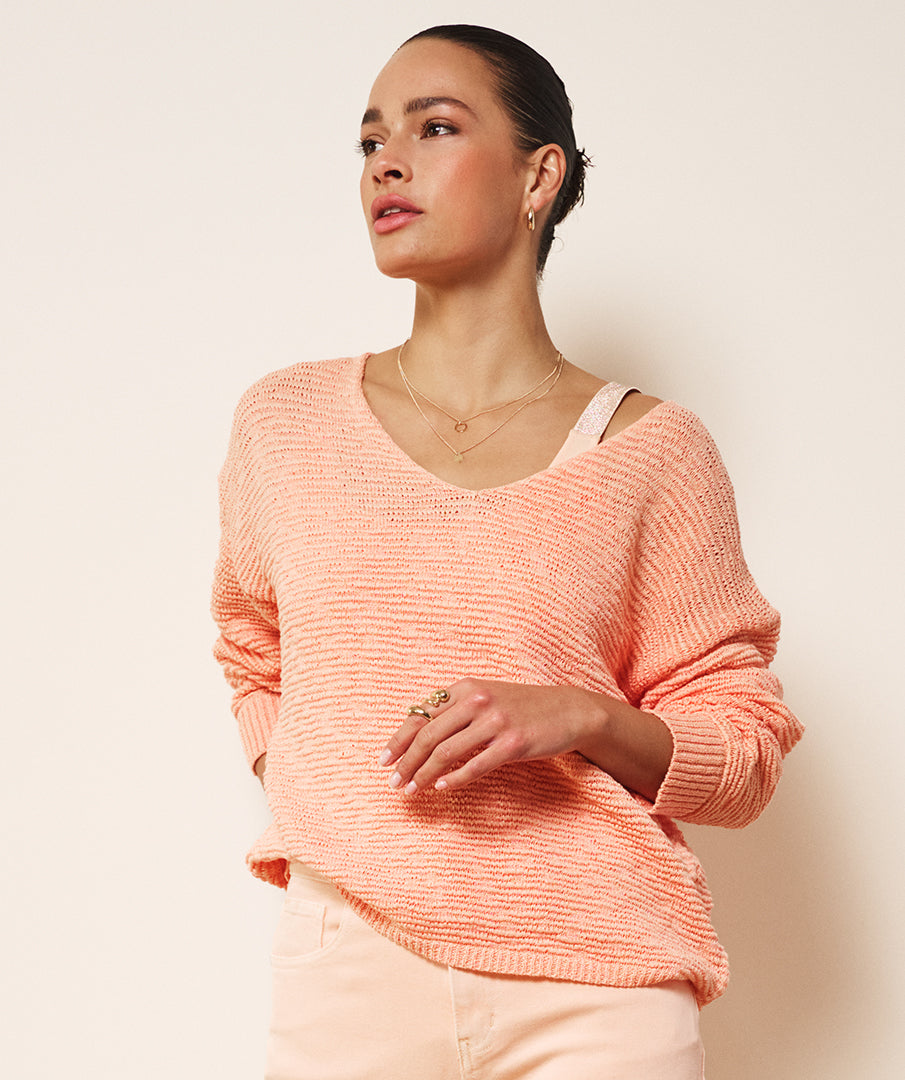 Tape Yarn V-Neck Sweater
