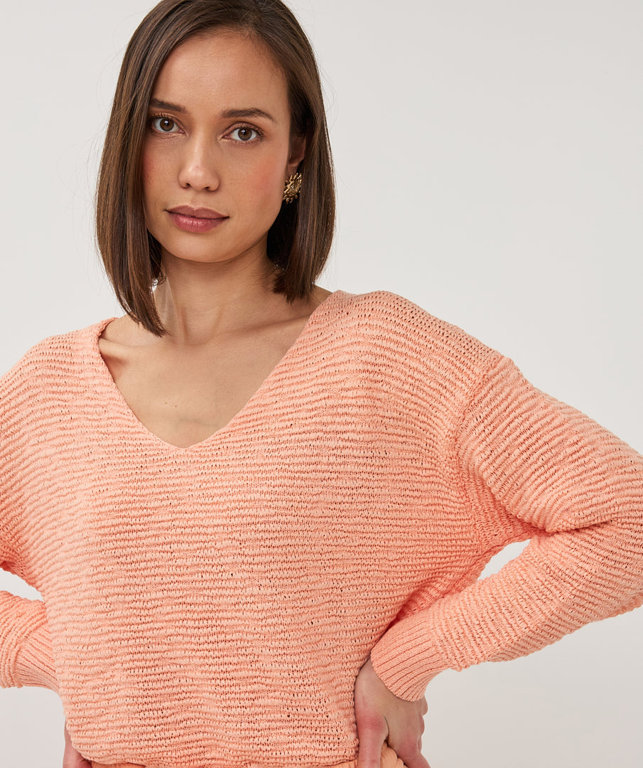 Tape Yarn V-Neck Sweater