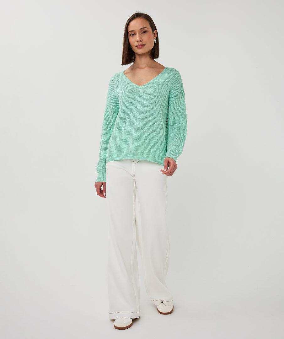Tape Yarn V-Neck Sweater