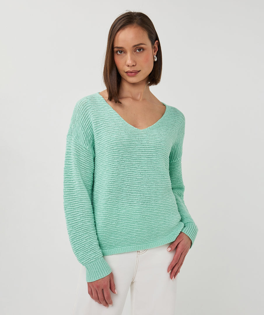 Tape Yarn V-Neck Sweater