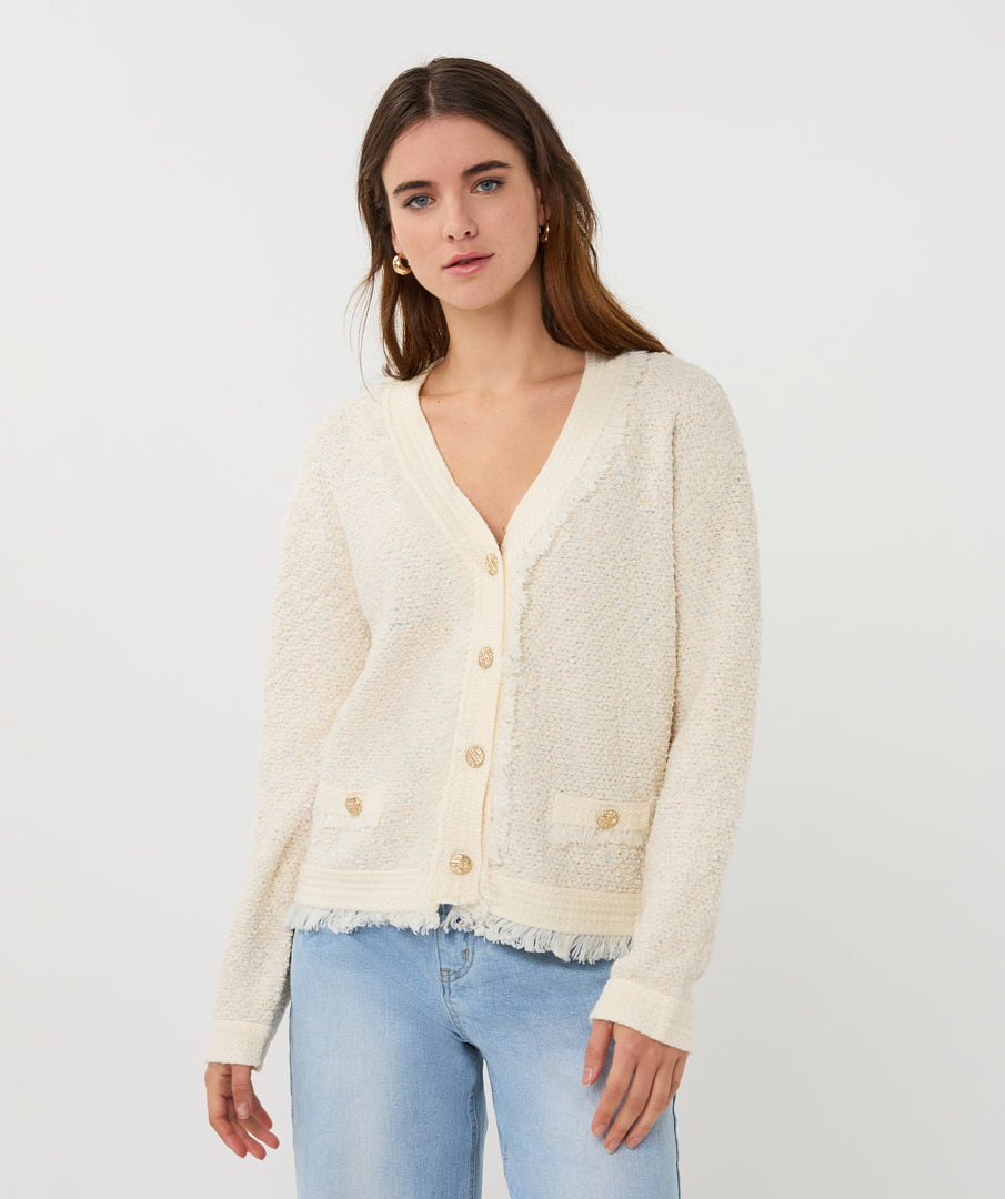 Fringe Cardigan V Neck