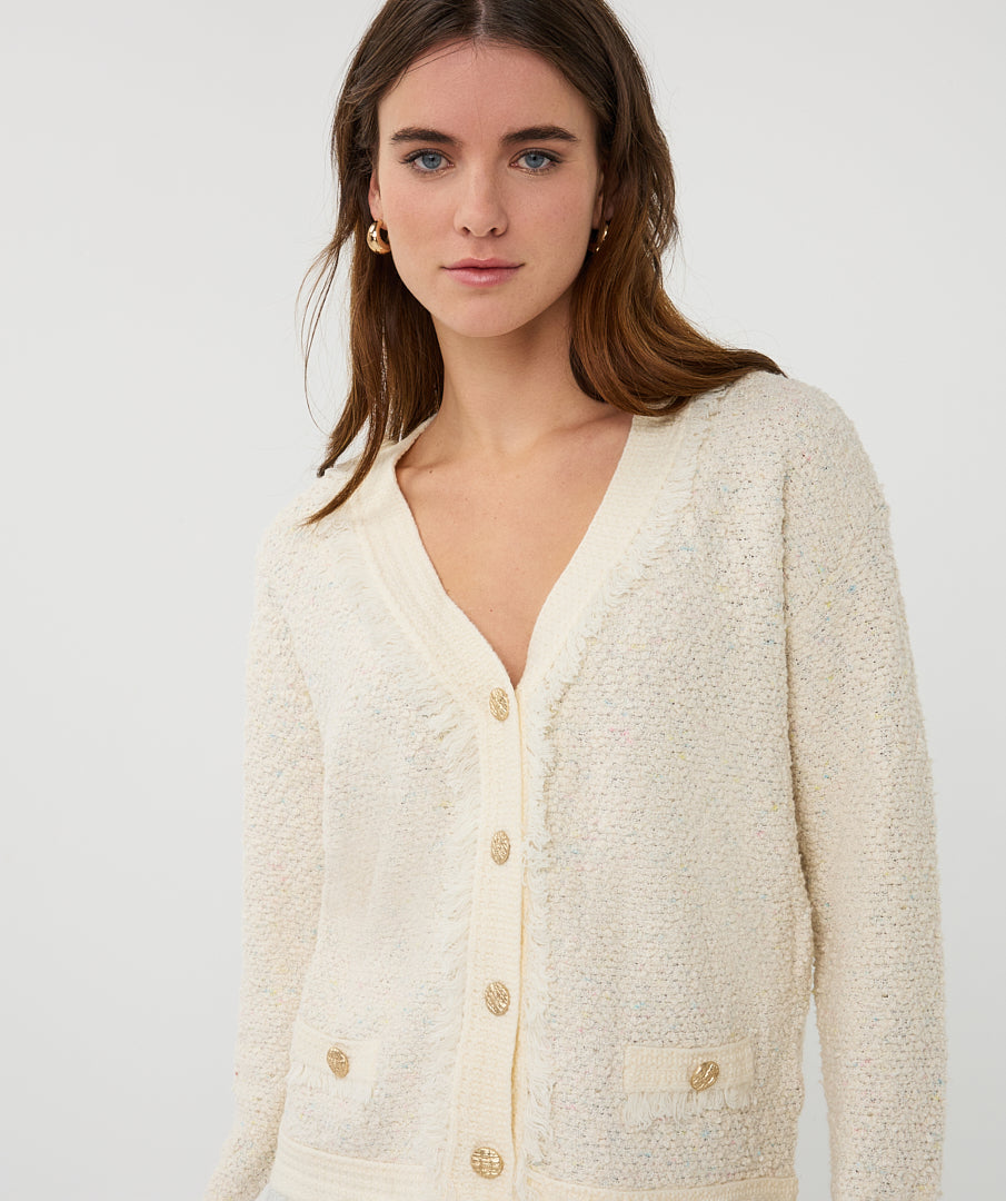 Fringe Cardigan V Neck