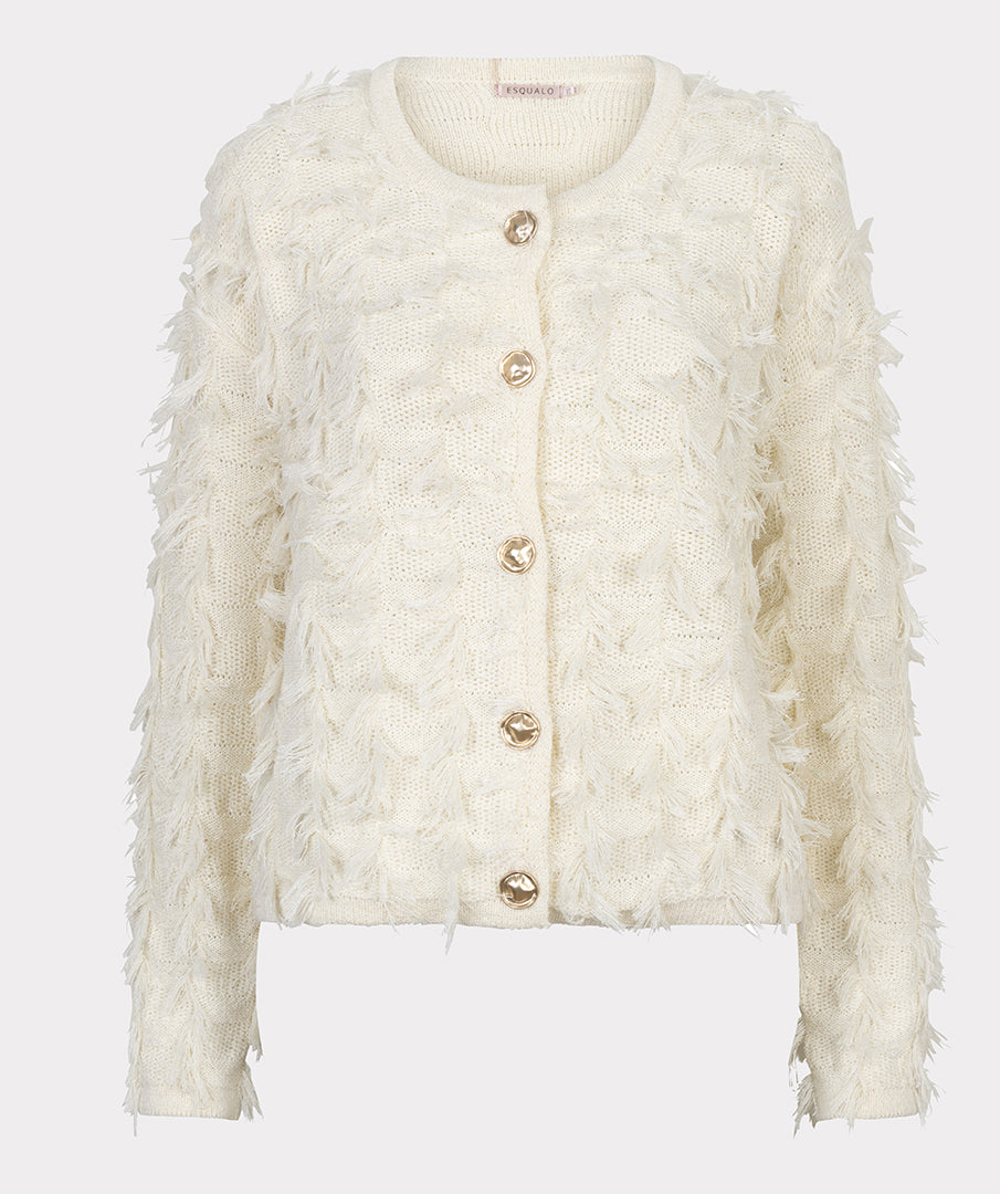 Buttoned Fringe Cardigan