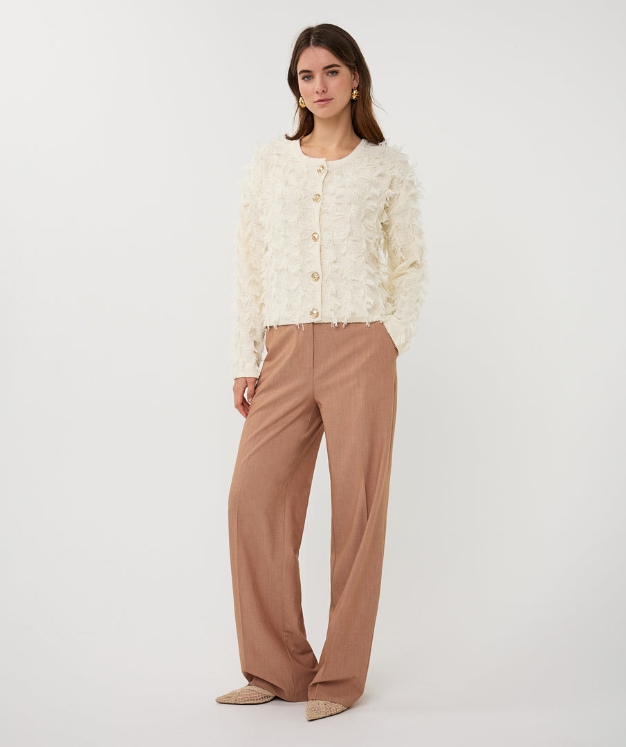 Buttoned Fringe Cardigan