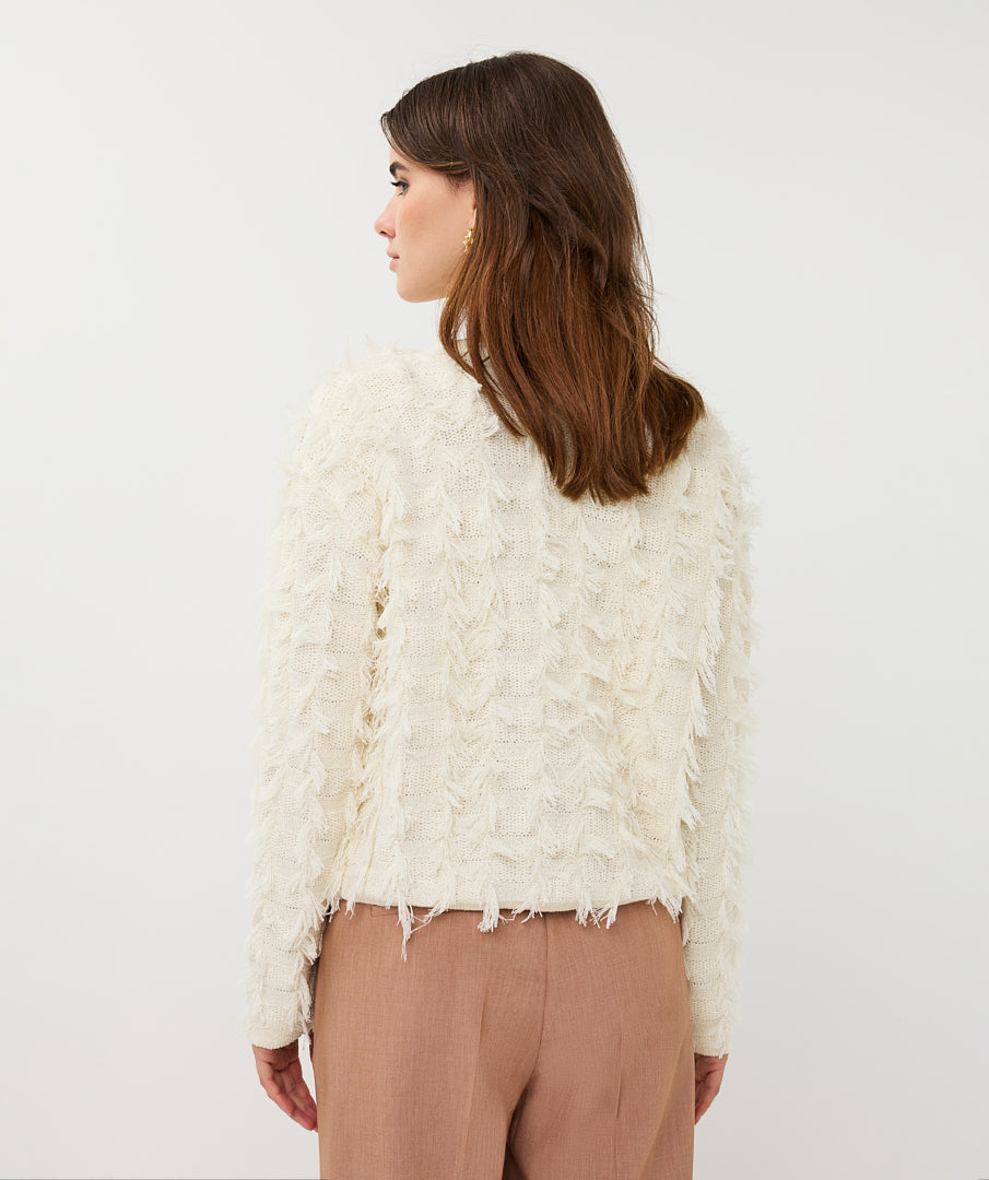 Buttoned Fringe Cardigan
