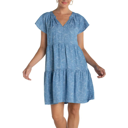 Tiered Flutter Sleeve Dress