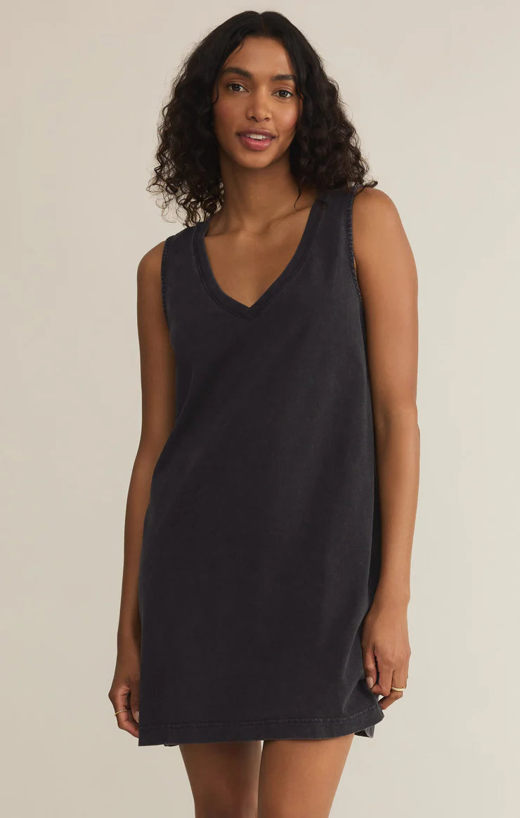 Sloane V Neck Mini Dress- Black