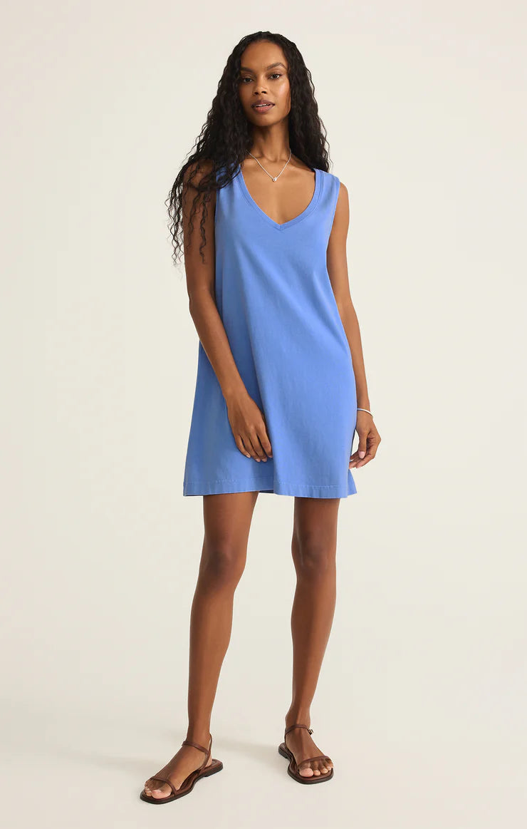 Sloan V-Neck Mini Dress - Bay Blue