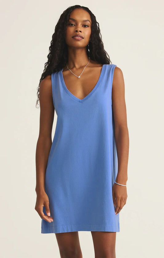 Sloan V-Neck Mini Dress - Bay Blue