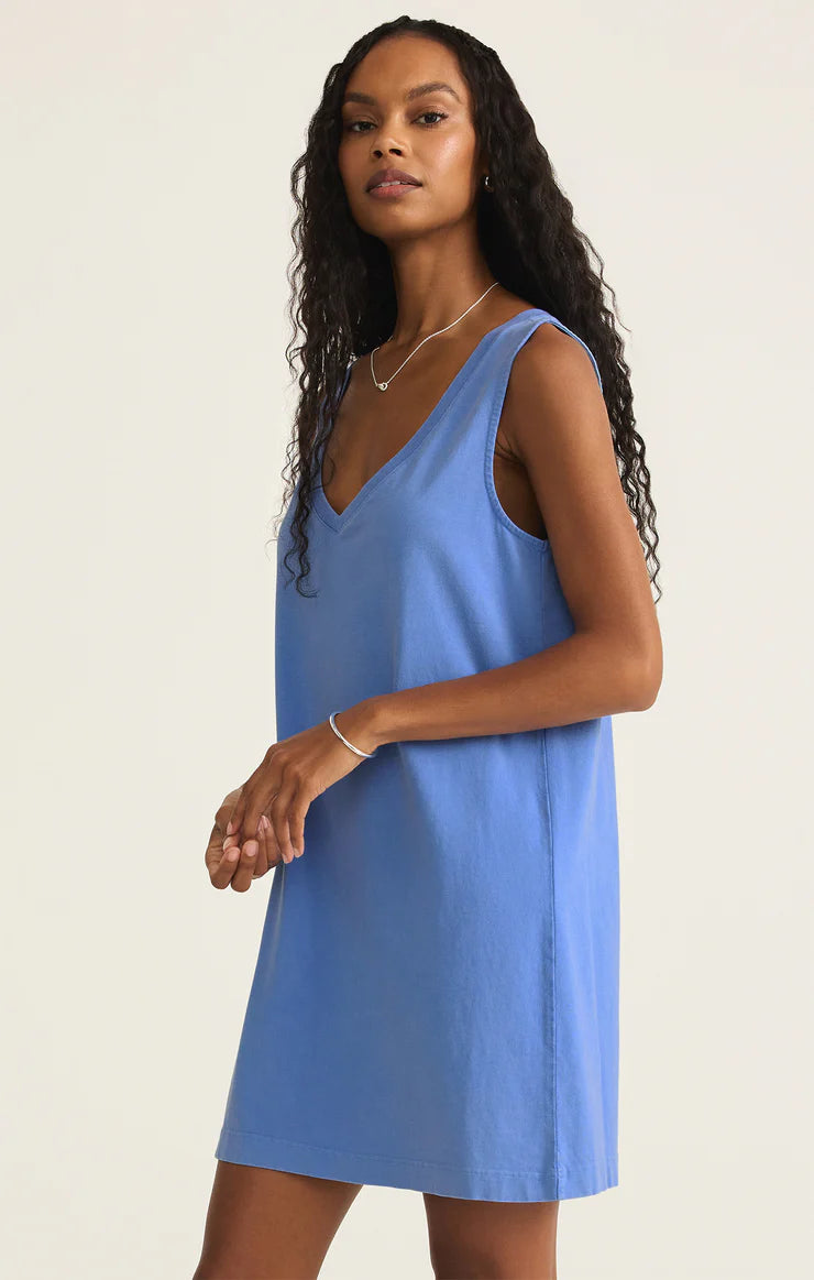Sloan V-Neck Mini Dress - Bay Blue