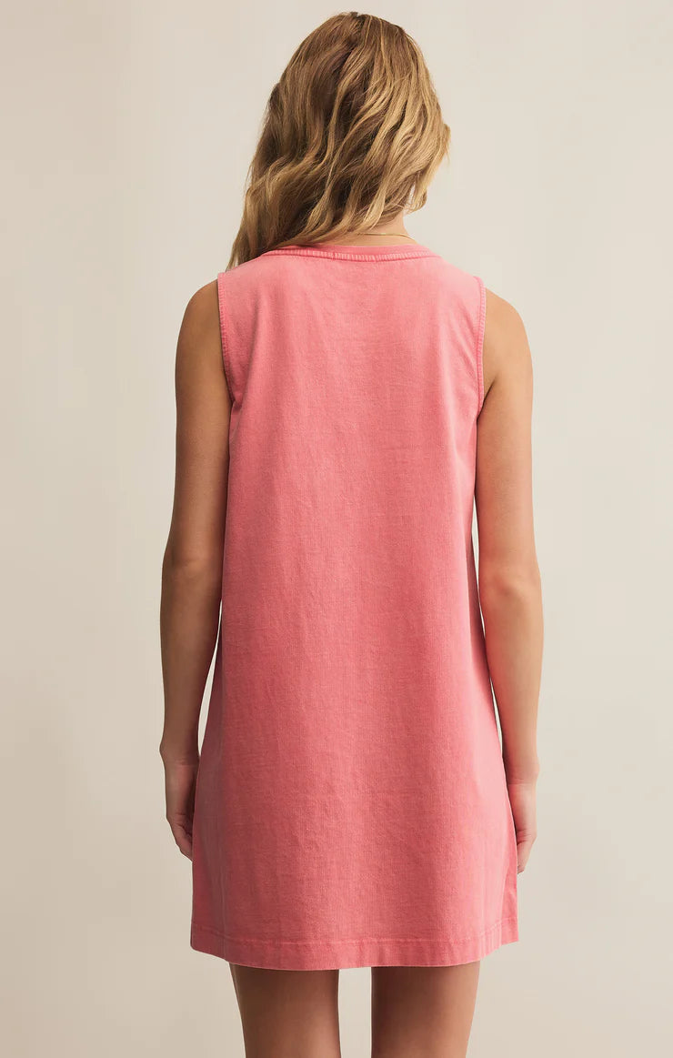 Sloane V Neck Mini Dress- Sunset Pink