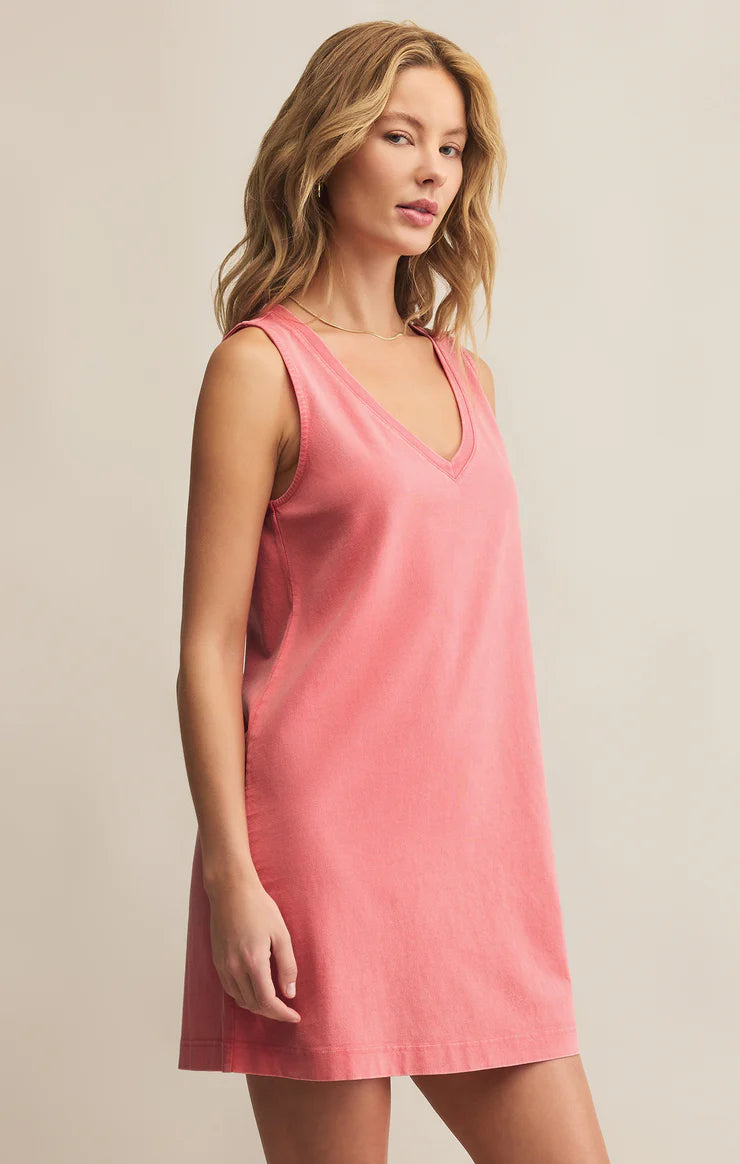 Sloane V Neck Mini Dress- Sunset Pink