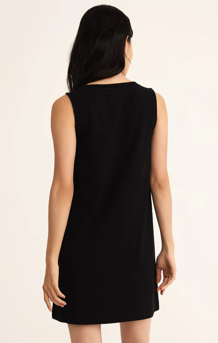 Sloane V Neck Mini Dress- True Black