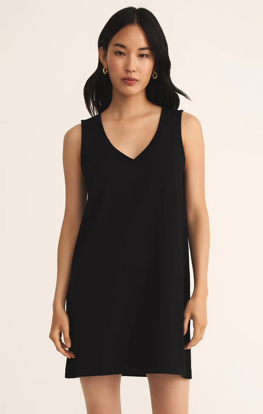 Sloane V Neck Mini Dress- True Black