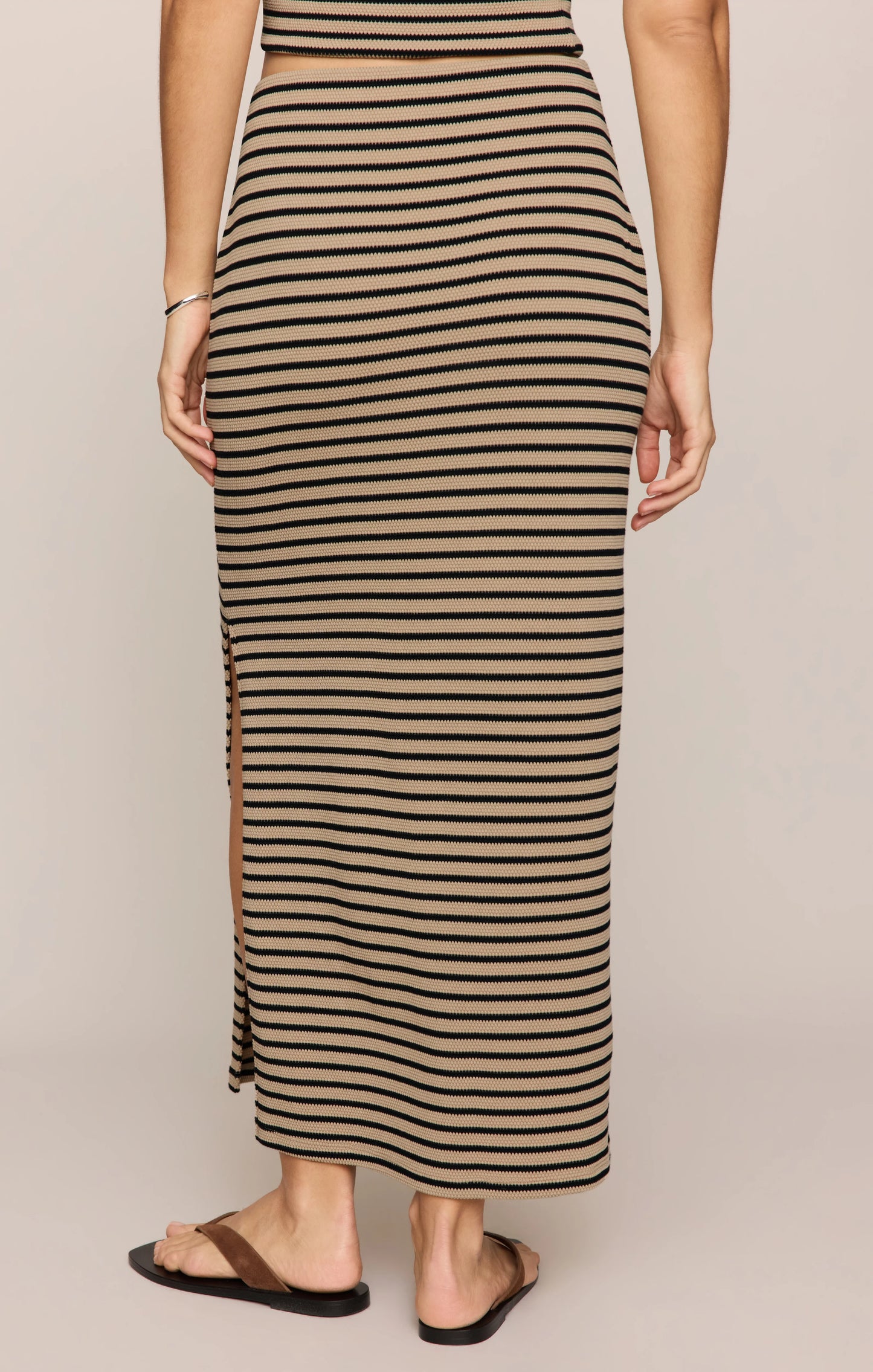 Ainslie Stripe Midi Skirt - Putty