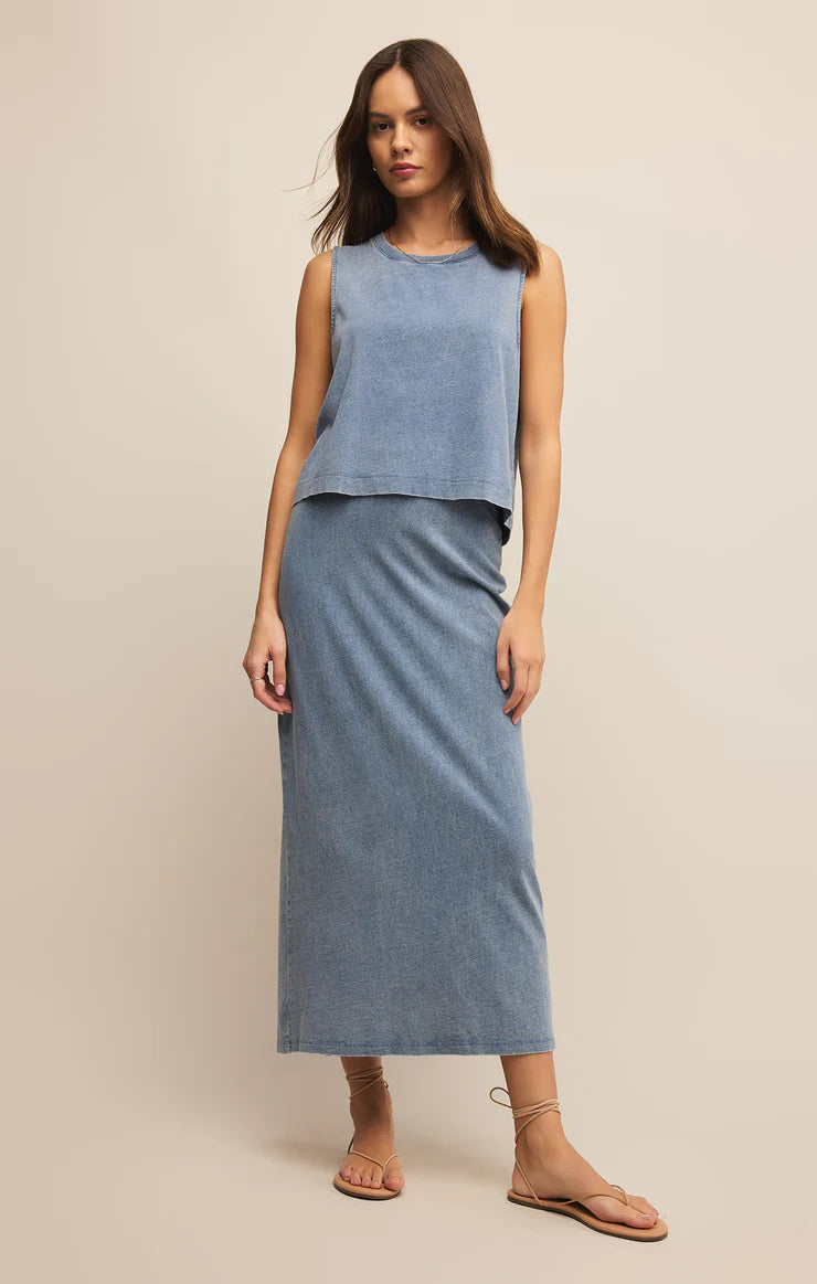 Sloane Jersey Denim Muscle Tank