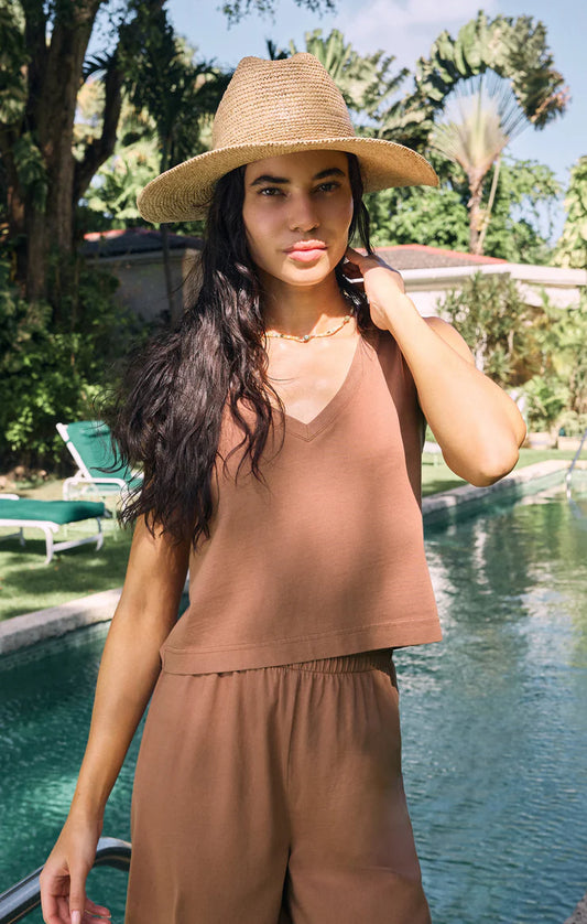 Sloan V-Neck Top -Teakwood