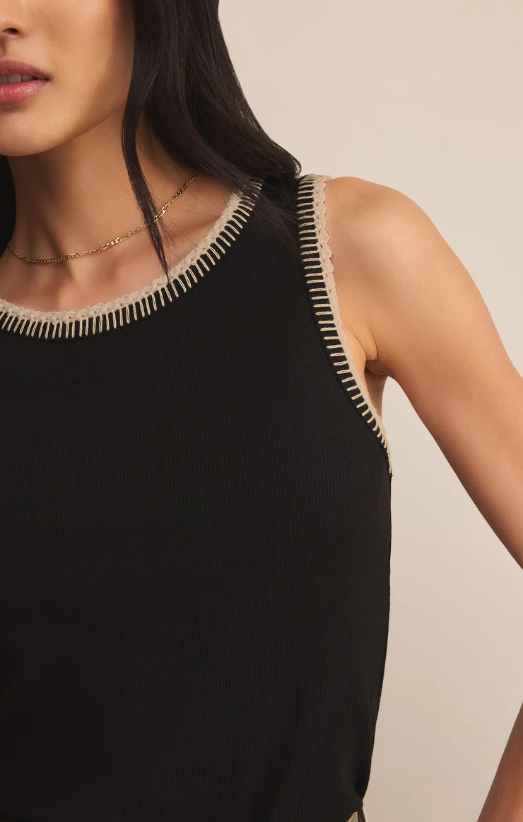 Social Whipstitch Tank -Black
