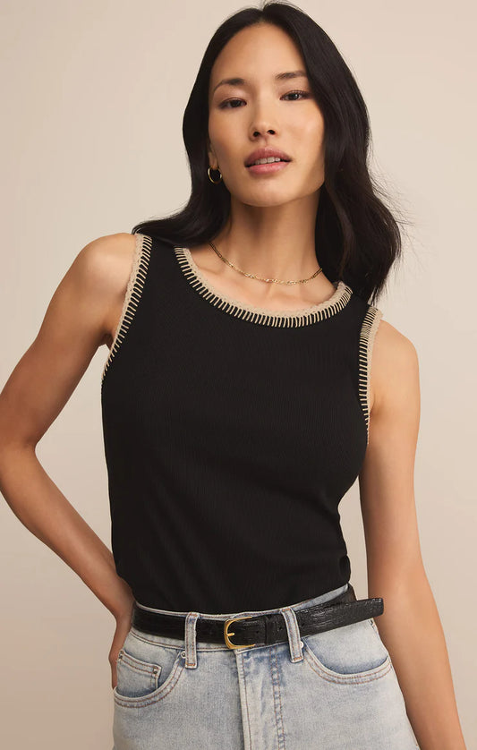 Social Whipstitch Tank -Black