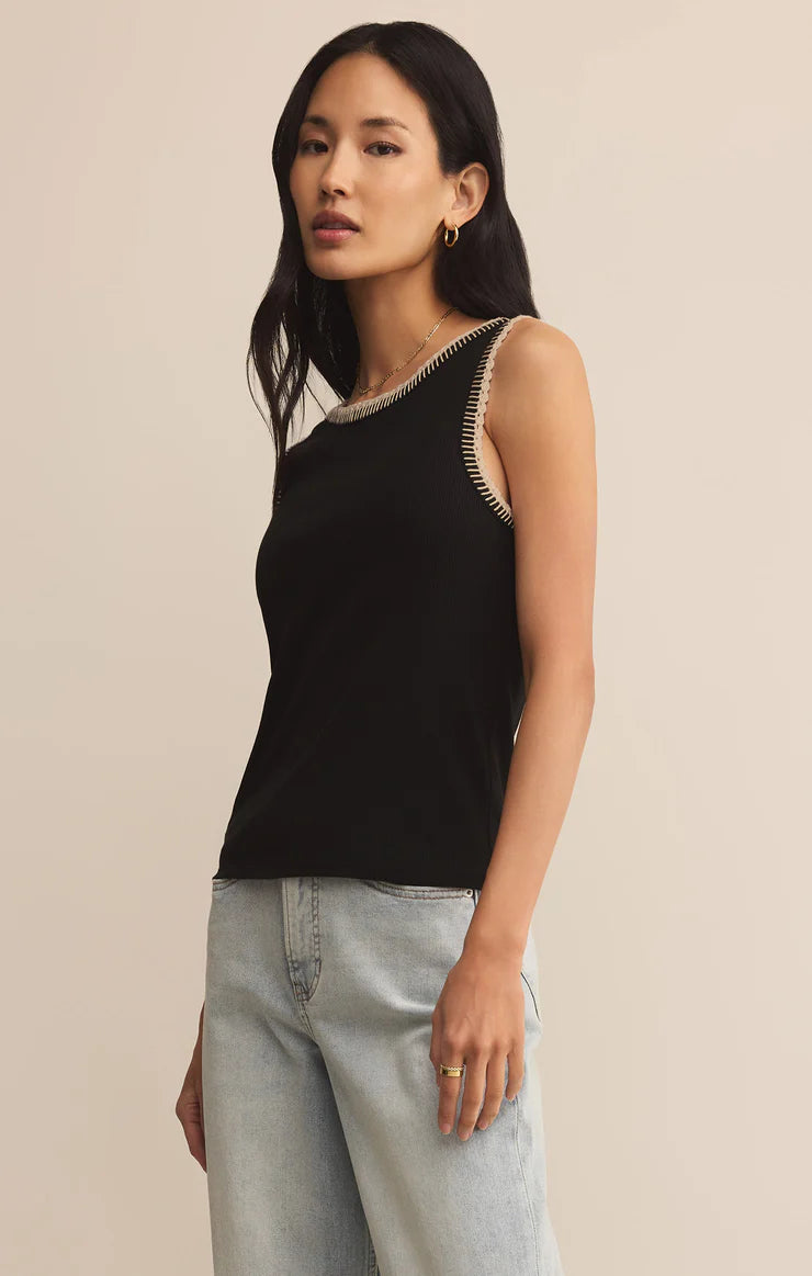 Social Whipstitch Tank -Black
