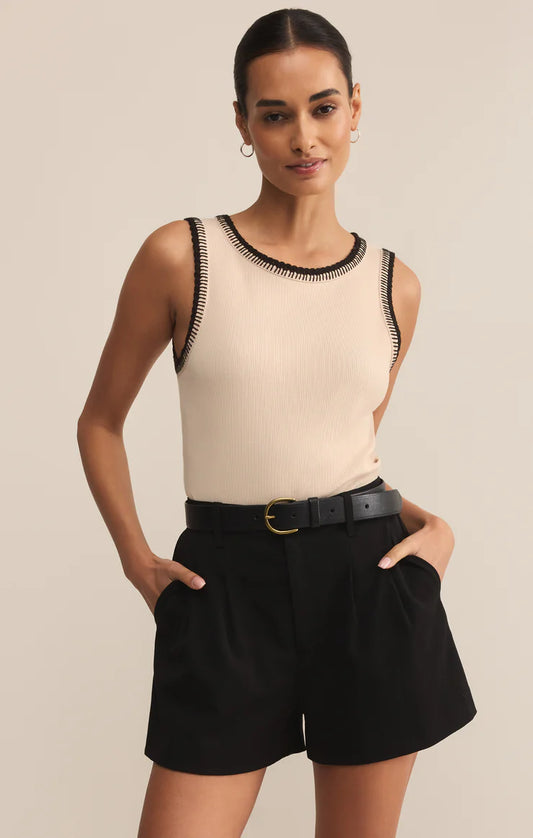 Social Whipstitch Tank -Crystal