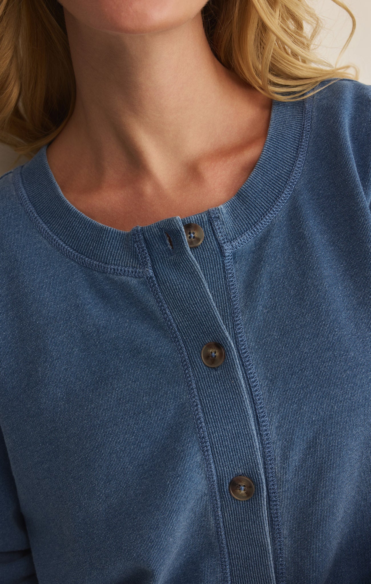 Daily Knit Denim Cardigan-Calypso Blue Indigo