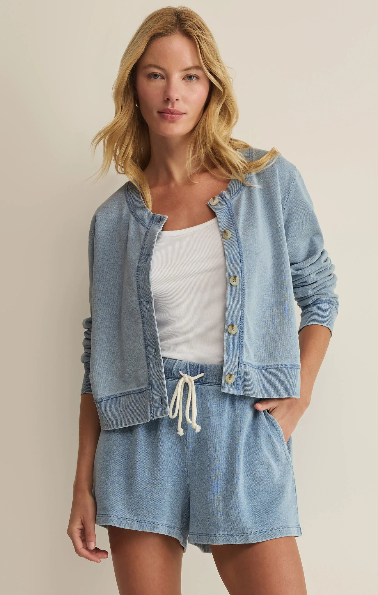 Daily Knit Denim Cardigan - Ocean Air Indigo