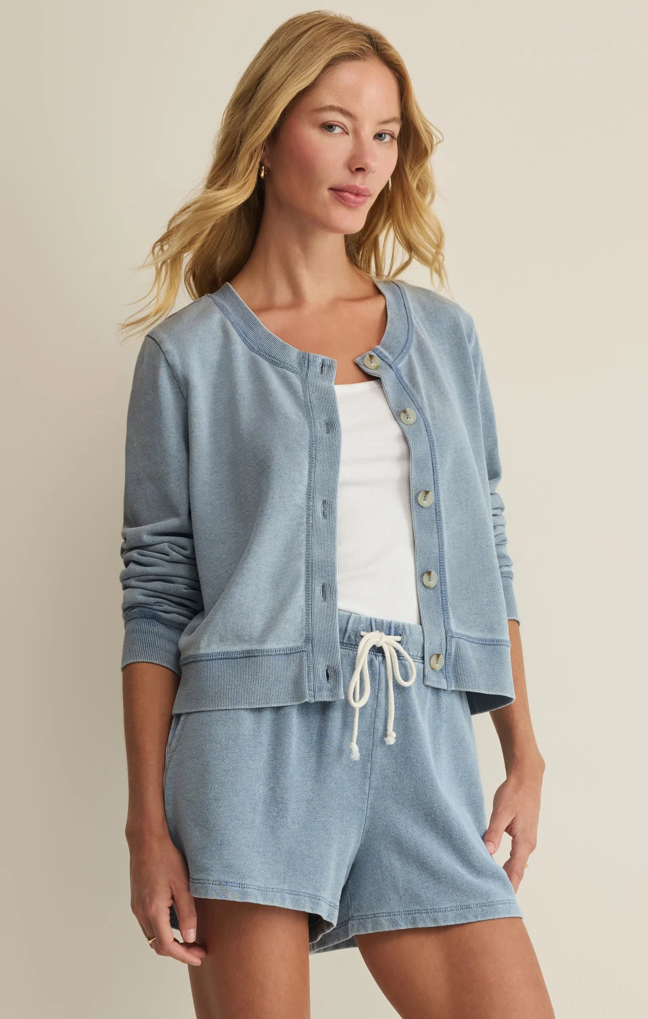 Daily Knit Denim Cardigan - Ocean Air Indigo