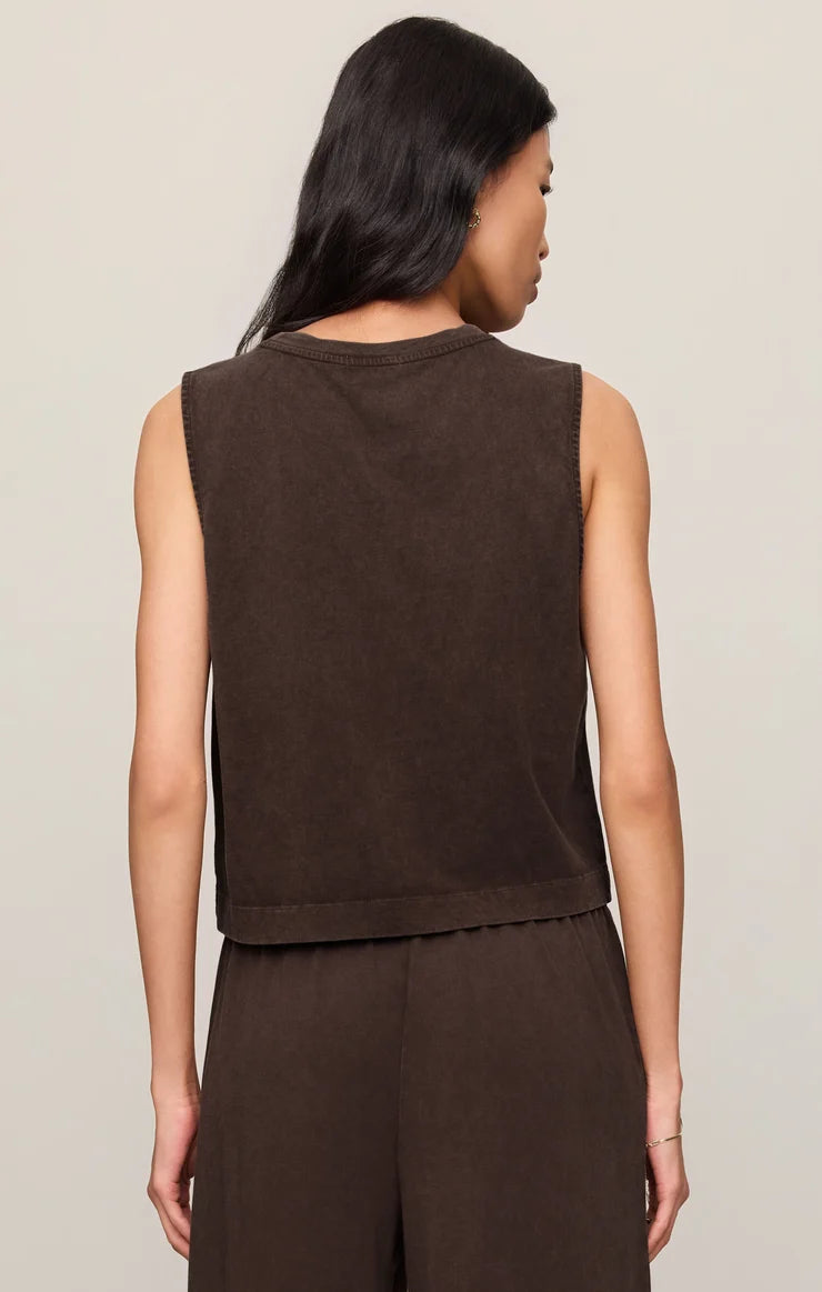 Sloane Jersey Muscle Tank - Dark Chocolate