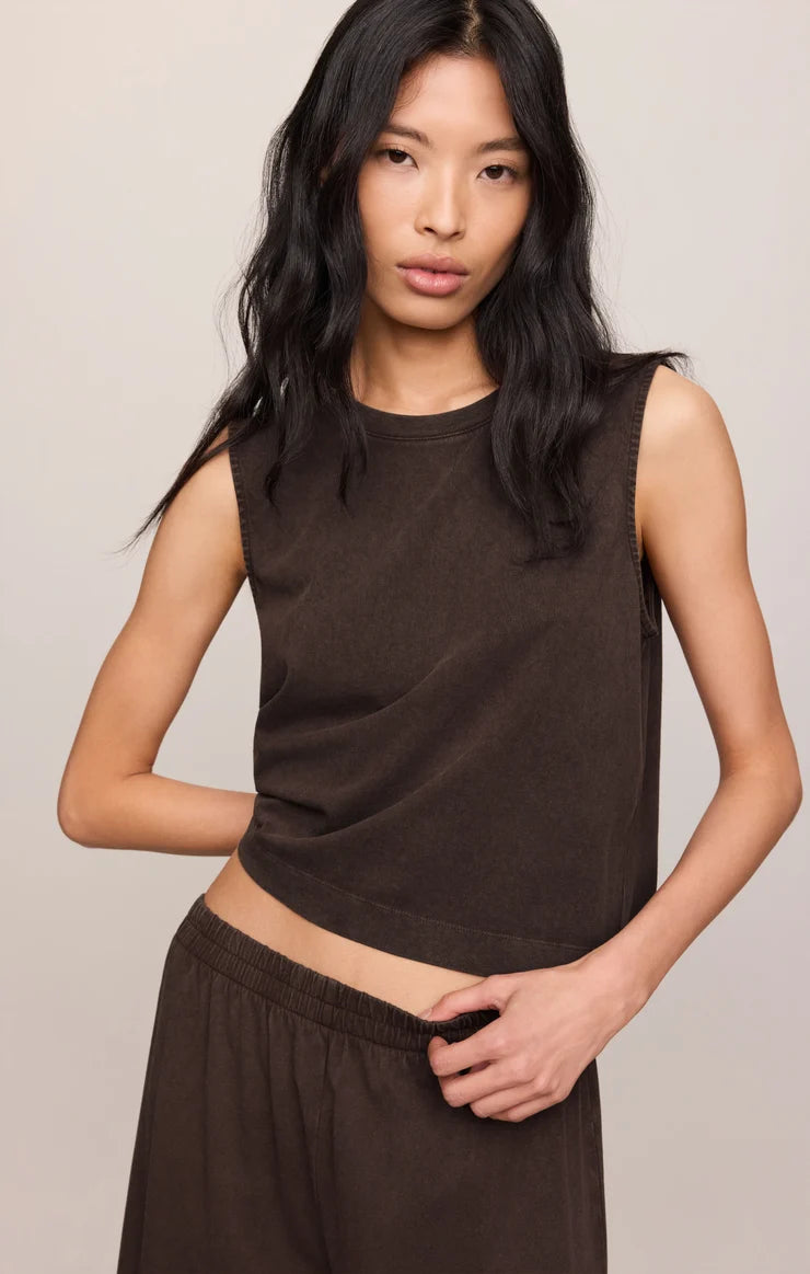 Sloane Jersey Muscle Tank - Dark Chocolate
