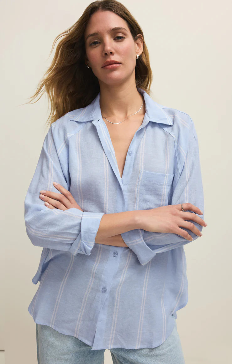 The Perfect Linen Top - Blue Light