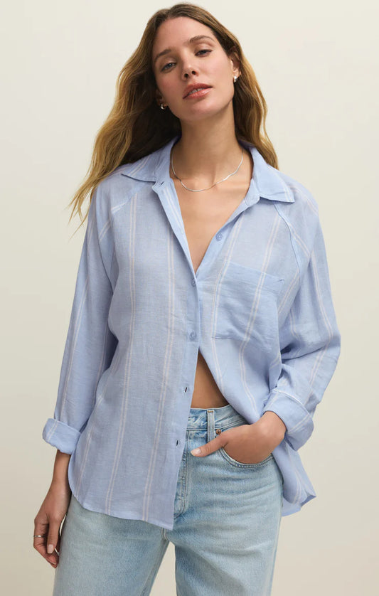 The Perfect Linen Top - Blue Light