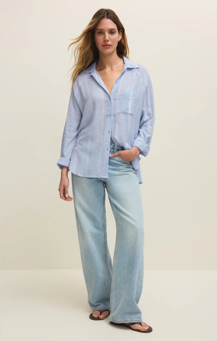 The Perfect Linen Top - Blue Light