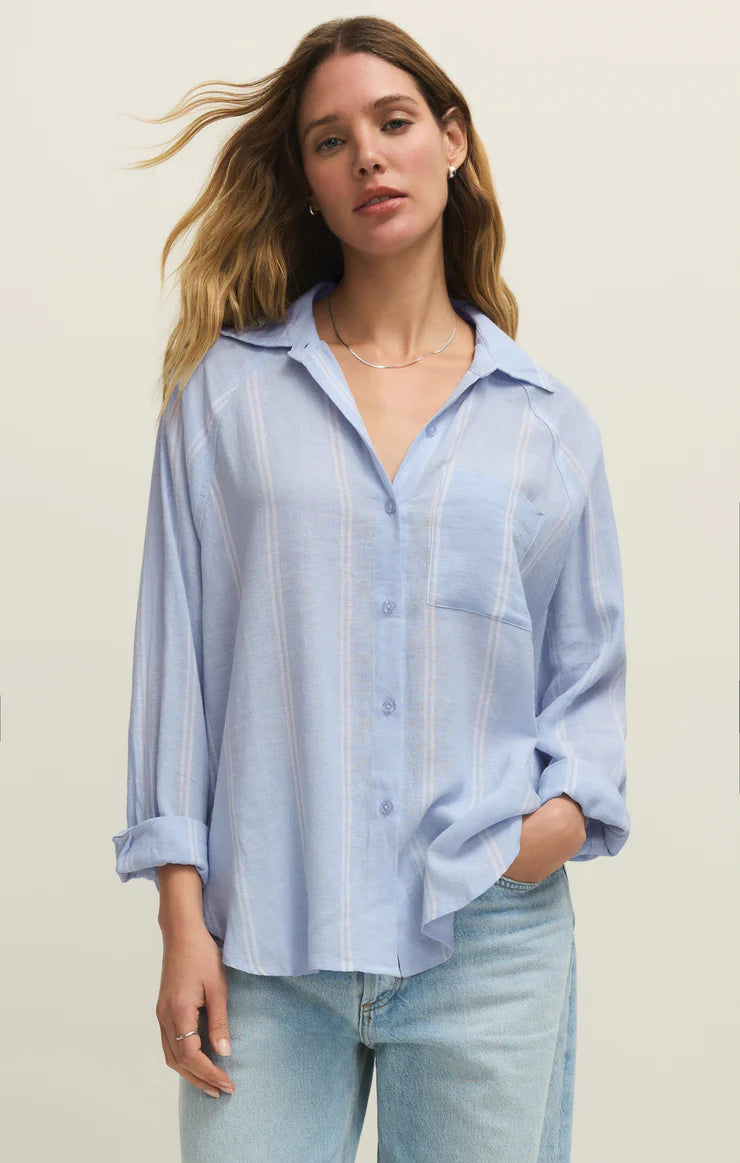 The Perfect Linen Top - Blue Light